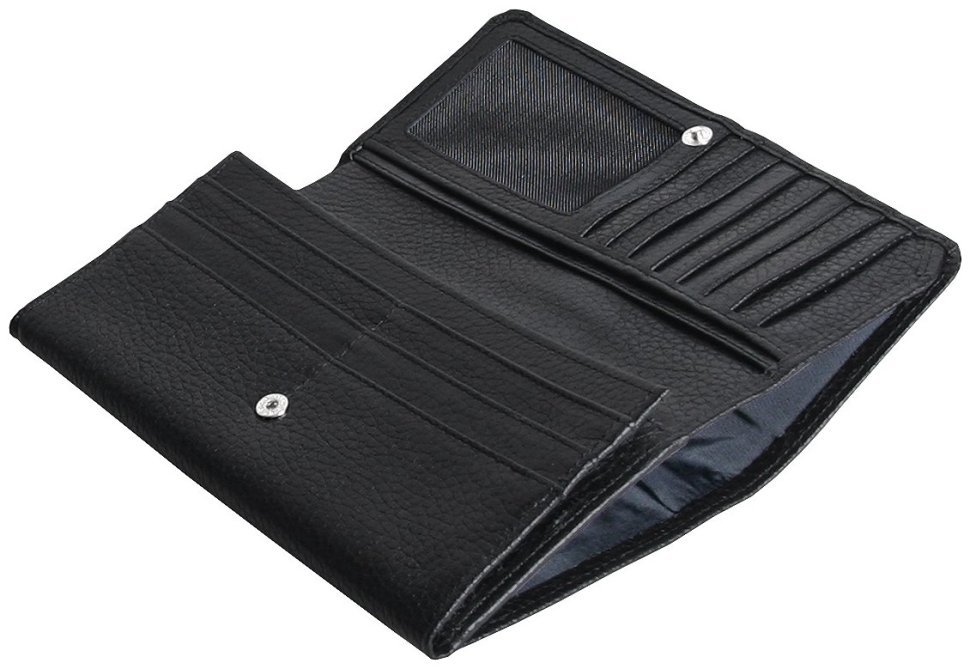 Жіночий гаманець на кнопці чорного кольору Vip Collection 102614 (шкіра флотар) modnotak фото №5