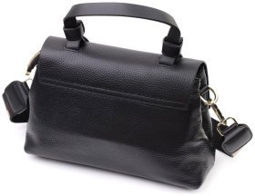 Премиальная кожаная женская сумка с короткой ручкой Vintage 22670 Черная