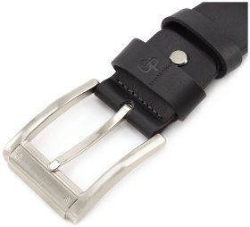 Кожаный ремень черного цвета с крупной пряжкой Grande Pelle (43211)