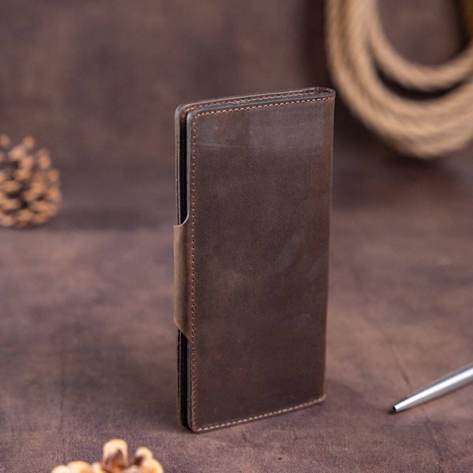 Чоловічий купюрник із вінтажної шкіри коричневого кольору SHVIGEL (2416169) modnotak фото №8