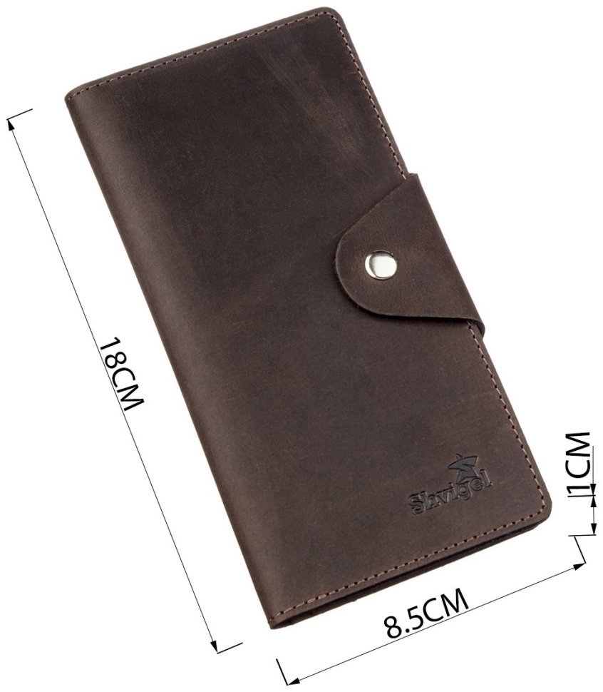 Чоловічий купюрник із вінтажної шкіри коричневого кольору SHVIGEL (2416169) modnotak фото №10