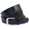 Женский ремень из лаковой кожи с фактурой под рептилию Remar 30121 синего цвета modnotak фото - 1