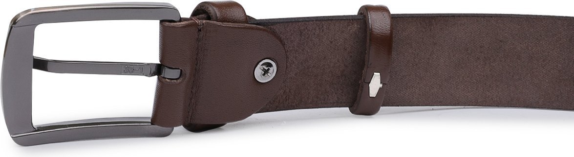 Добротный кожаный брючный ремень для мужчин коричневого цвета Vintage (2420707)
