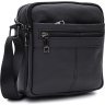 Недорога чоловіча шкіряна сумка через плече в чорному кольорі на два відсіки Keizer (21886) - 1