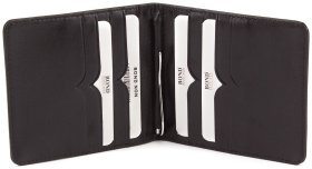 Зажим для купюр черного цвета из гладкой кожи Bond Non (10632)