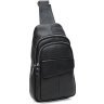 Стильная мужская сумка-рюкзак из фактурной черной кожи Keizer (22090) - 1