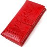 Лакированный женский кошелек из натуральной кожи красного цвета с тиснением под змею CANPELLINI (2421850) - 2