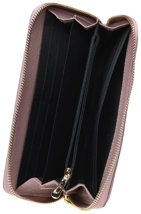 Женский кошелек из натуральной кожи розового цвета с запястным ремешком Keizer 73214
