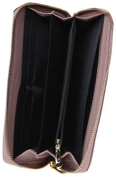 Женский кошелек из натуральной кожи розового цвета с запястным ремешком Keizer 73214