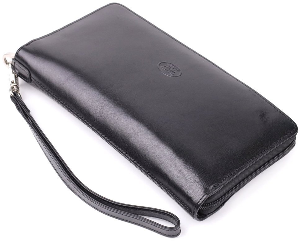 Мужской клатч с ремешком на запястье из гладкой натуральной итальянской кожи Tony Perotti 103314 Черный modnotak фото №5