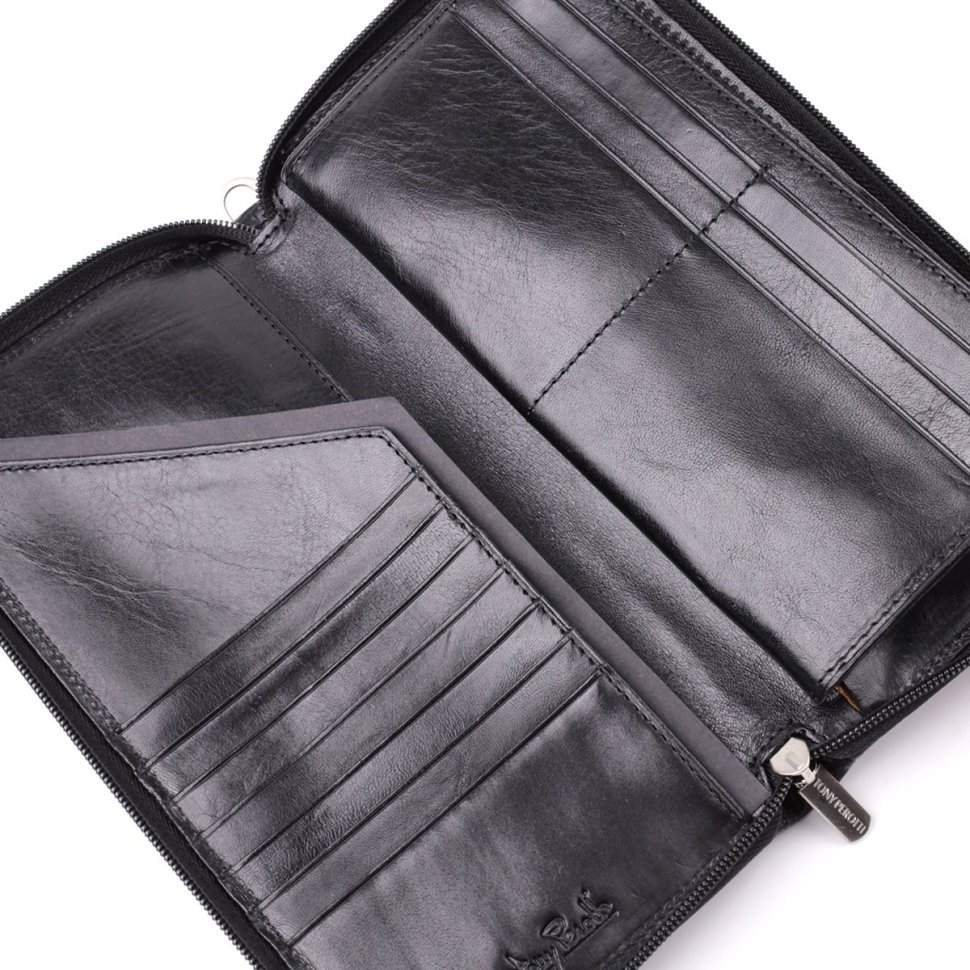 Мужской клатч с ремешком на запястье из гладкой натуральной итальянской кожи Tony Perotti 103314 Черный modnotak фото №7
