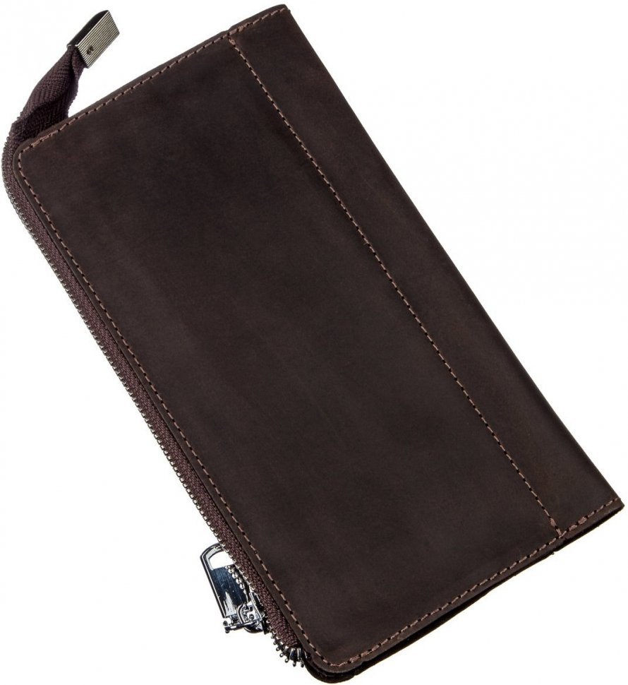 Коричневий чоловічий гаманець-клатч із натуральної шкіри з ефектом під вінтаж SHVIGEL (16189)