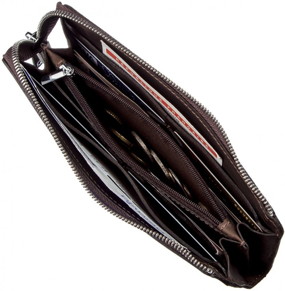 Коричневий чоловічий гаманець-клатч із натуральної шкіри з ефектом під вінтаж SHVIGEL (16189)