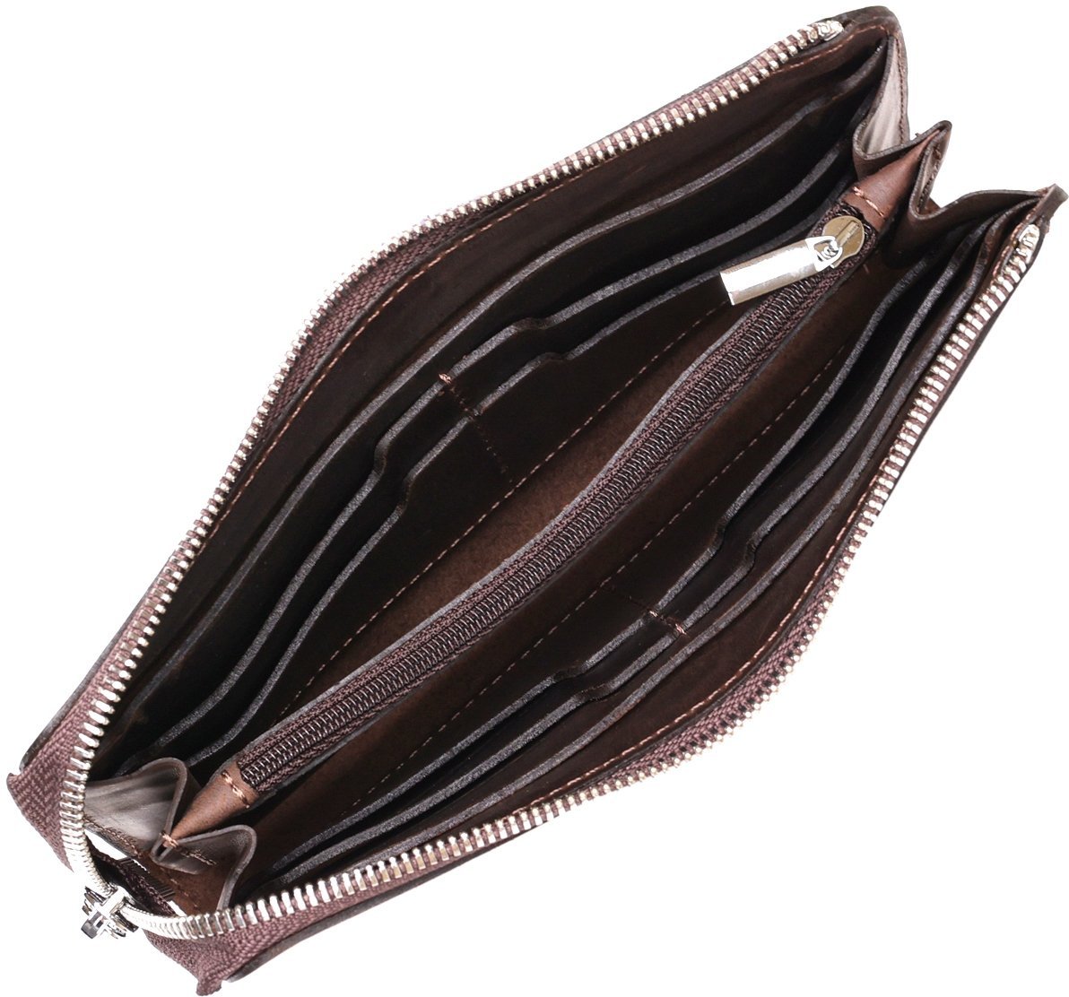 Коричневый мужской кошелек-клатч из натуральной кожи с эффектом под винтаж SHVIGEL (16189)