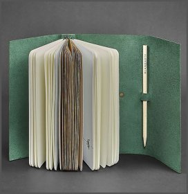 Блокнот (Софт-бук) с обложкой из натуральной кожи Crazy Horse зеленого цвета - BlankNote (13714)