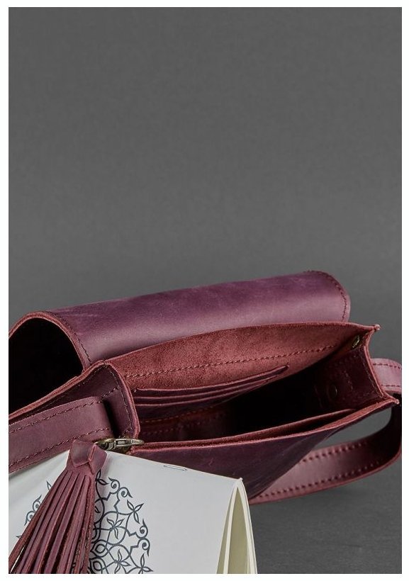 Женская бохо-сумка бордового цвета из винтажной кожи BlankNote Лилу (12710)