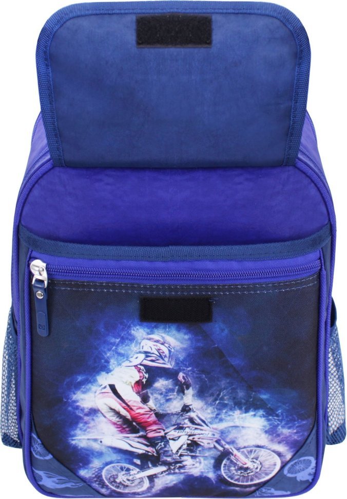 Синій шкільний рюкзак для хлопчиків із текстилю з мотоциклістом Bagland (53814)