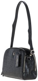 Женская кожаная сумка с фактурой под крокодила Ashwood C57 черного цвета 94214