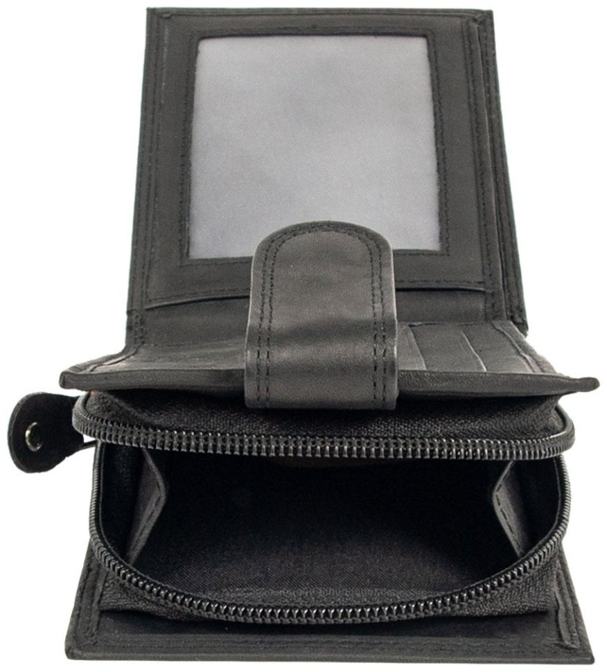 Шкіряний чоловічий гаманець на кнопці з RFID-захистом JCB NC45MN 94314 чорного кольору modnotak фото №4