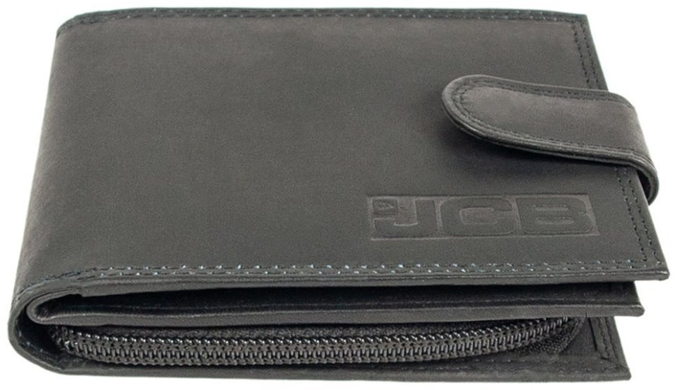 Шкіряний чоловічий гаманець на кнопці з RFID-захистом JCB NC45MN 94314 чорного кольору modnotak фото №5