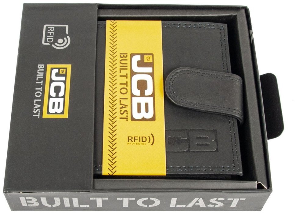 Шкіряний чоловічий гаманець на кнопці з RFID-захистом JCB NC45MN 94314 чорного кольору modnotak фото №6