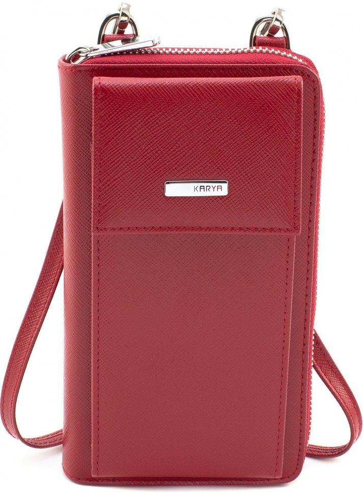 Красный кошелек-клатч из натуральной кожи  турецкого производства KARYA (1154-024)