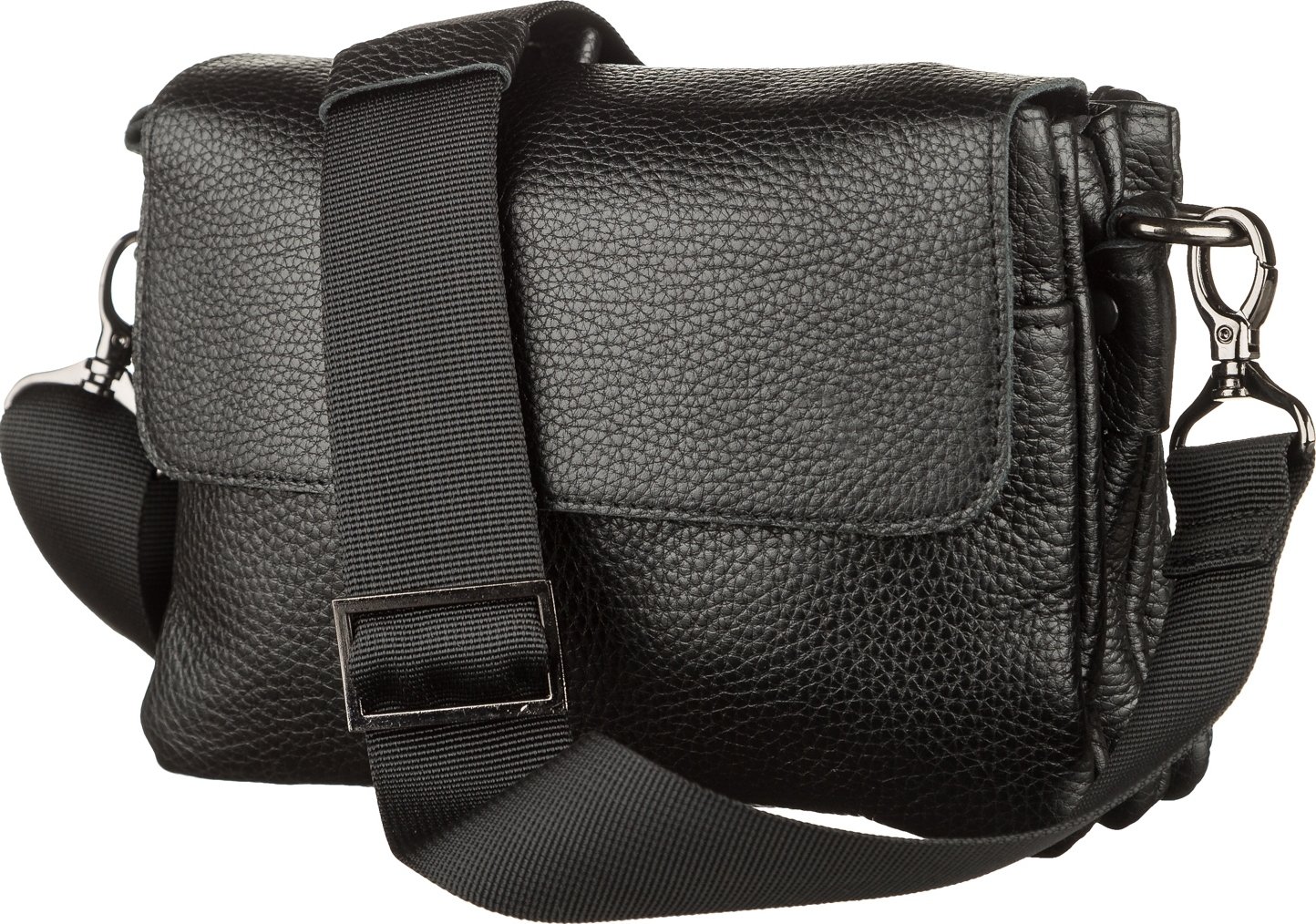 Мужская маленькая черная сумка из натуральной кожи с ярко-выраженной фактурой SHVIGEL (11038)