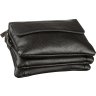 Мужская маленькая черная сумка из натуральной кожи с ярко-выраженной фактурой SHVIGEL (11038) - 6