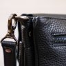 Мужская маленькая черная сумка из натуральной кожи с ярко-выраженной фактурой SHVIGEL (11038) - 8