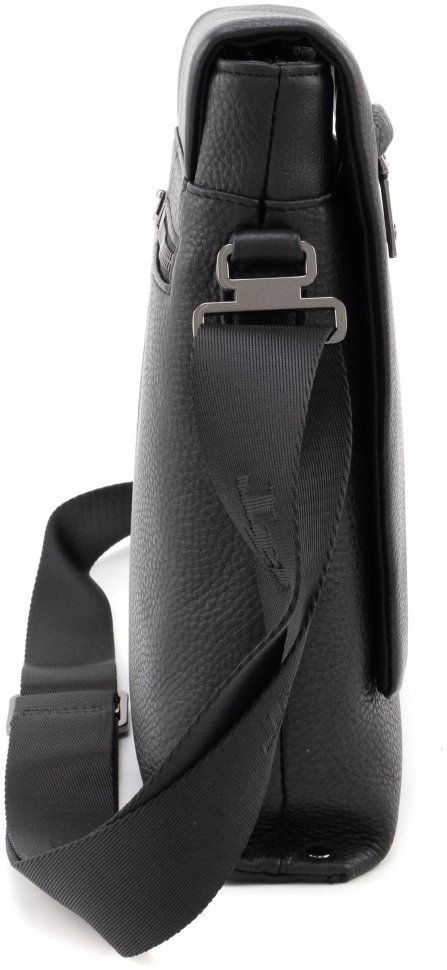 Мужская плечевая кожаная сумка черного цвета H.T Leather 94514 modnotak фото №3