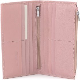 Кожаный женский купюрник розового цвета на магнитах ST Leather (19095)