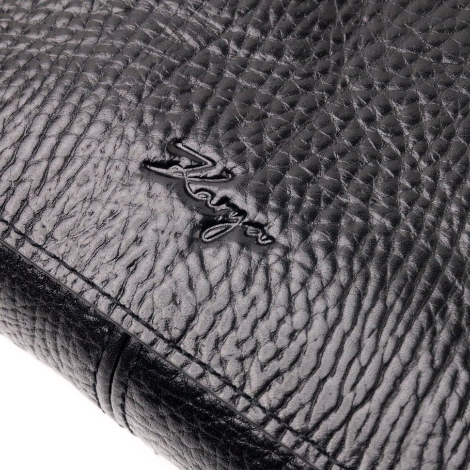 Шкіряна вертикальна чоловіча сумка чорного кольору з ручками KARYA (2420900)