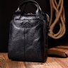 Кожаная вертикальная мужская сумка черного цвета с ручками KARYA (2420900) - 10