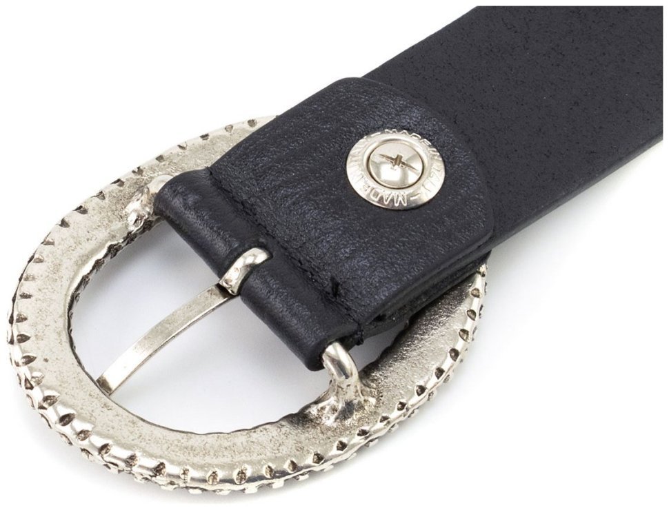 Женский ремень из итальянской кожи с красивой овальной пряжкой Gherardini 35310 черный modnotak фото №4