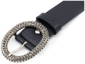 Женский ремень из итальянской кожи с красивой овальной пряжкой Gherardini 35310 черный