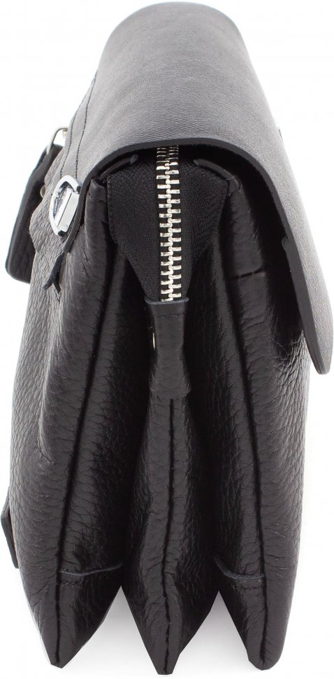 Мужская барсетка черного цвета из комбинированной кожи Leather Collection (11148)