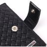 Черное мужское портмоне из натуральной кожи с эффектом под плетенку KARYA (2421200) - 3