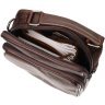 Зручна чоловіча сумка-барсетка із фактурної шкіри коричневого кольору Vintage 2421949 - 5