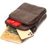 Зручна чоловіча сумка-барсетка із фактурної шкіри коричневого кольору Vintage 2421949 - 6
