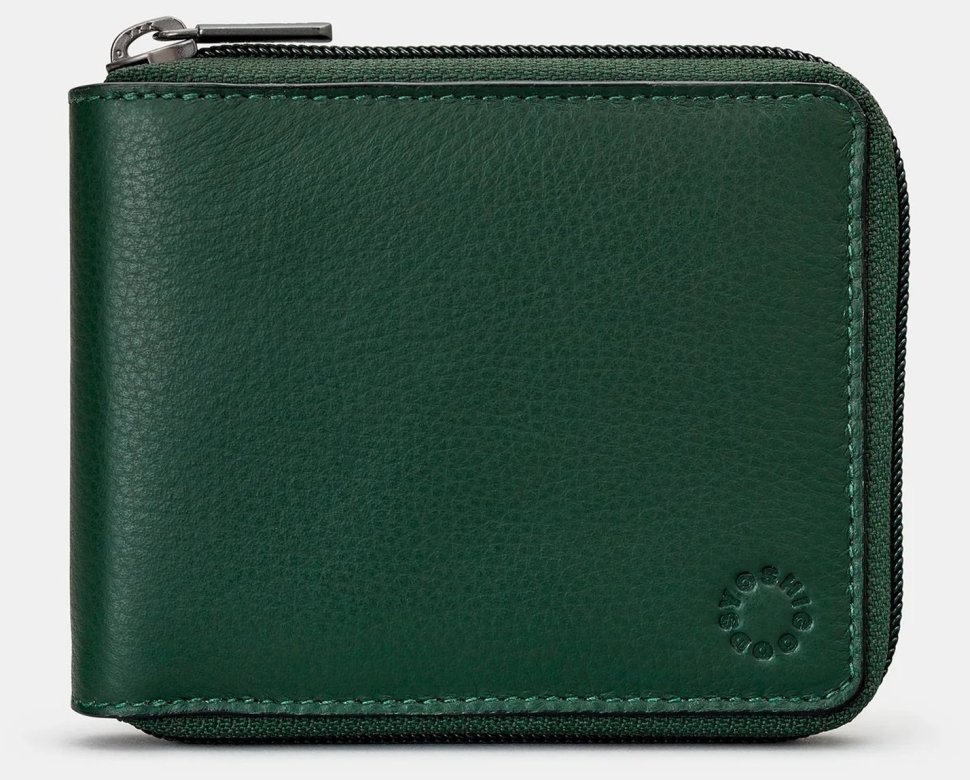 Компактный мужской кожаный кошелек на молнии с RFID-защитой Yoshi Y2046 зелено-коричневого цвета 95514 фото №2 Компактный мужской кожаный кошелек на молнии с RFID-защитой Yoshi Y2046 зелено-коричневого цвета 95514 modnotak фото №2
