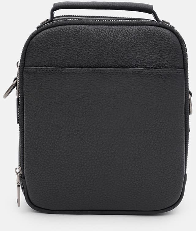 Маленькая мужская сумка-барсетка черного цвета с ручкой Ricco Grande (56014)