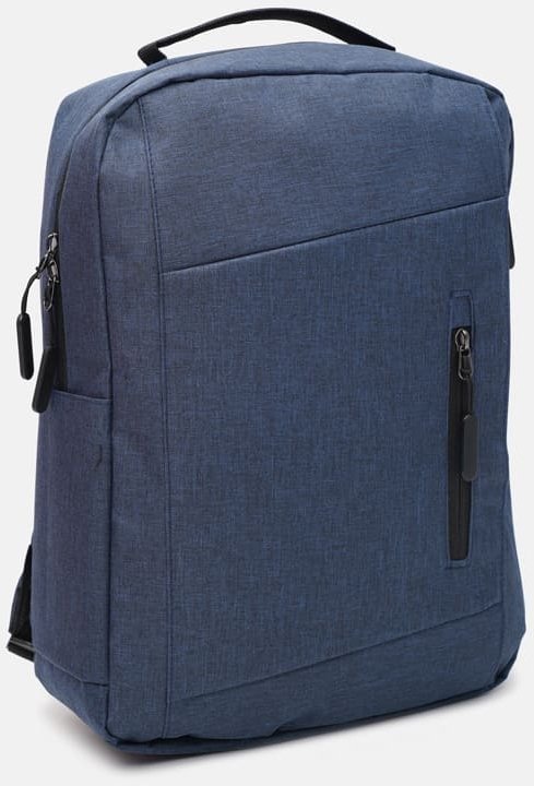 Синий вместительный текстильный рюкзак с фиксацией на молниевую застежку Monsen (19401)