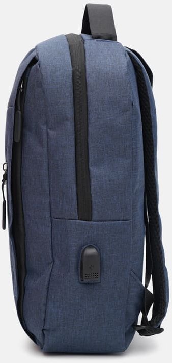 Синий вместительный текстильный рюкзак с фиксацией на молниевую застежку Monsen (19401)
