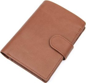 Коричневое мужское портмоне из гладкой кожи с блоком под документы Vintage (2414534)