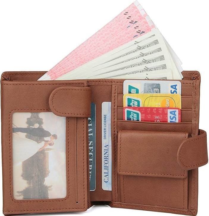 Коричневе чоловіче портмоне з гладкої шкіри з блоком під документи Vintage (2414534)