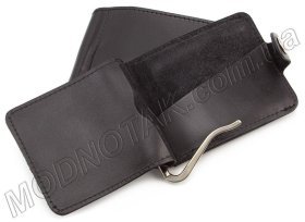 Черный зажим на кнопке из натуральной кожи ST Leather (18575)
