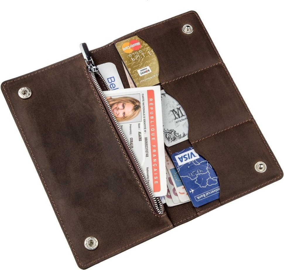 Вертикальний матовий купюрник коричневого кольору з натуральної шкіри SHVIGEL (2416198) modnotak фото №5