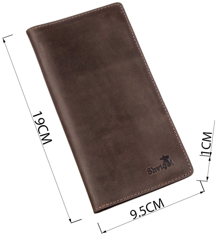 Вертикальний матовий купюрник коричневого кольору з натуральної шкіри SHVIGEL (2416198) modnotak фото №11