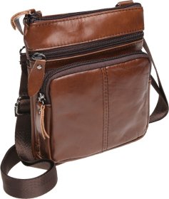 Чоловіча сумка-планшет коричневого кольору на блискавці Keizer (21356)