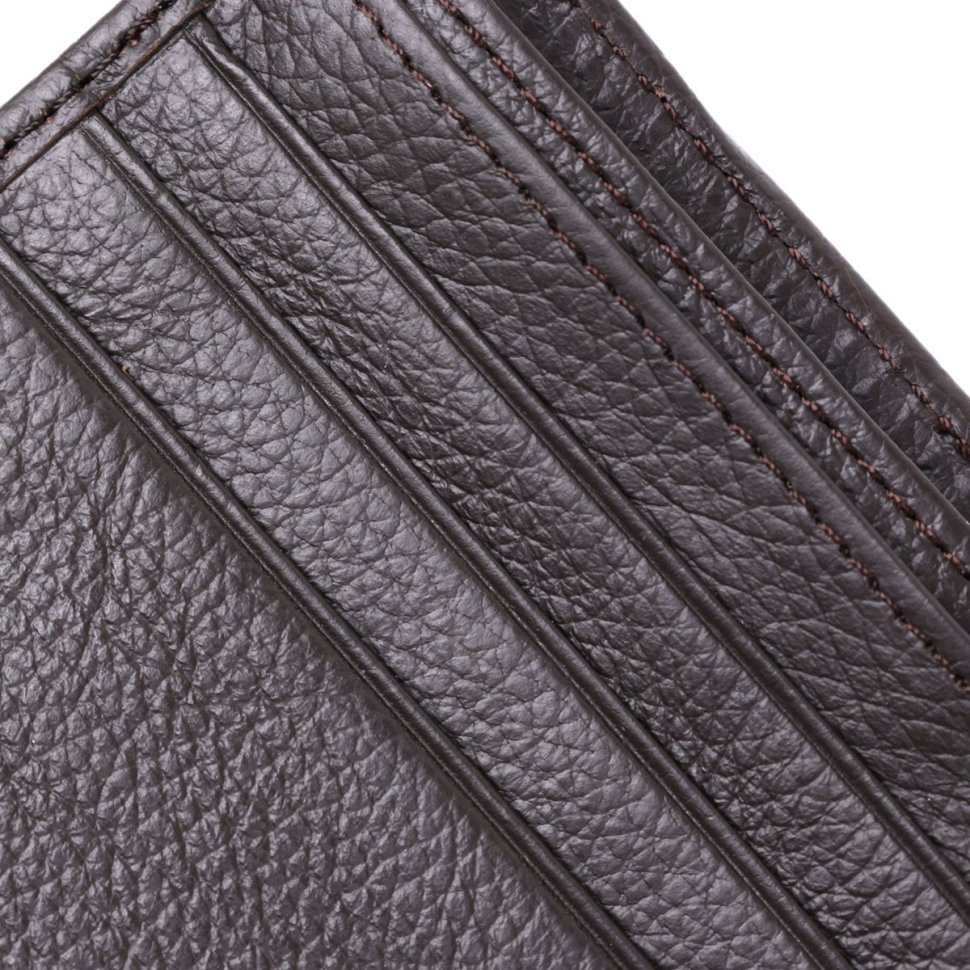 Темно-коричневе чоловіче портмоне з фактурної шкіри без застібки Vintage (2420476)